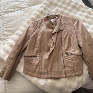 LC Lauren Conrad Women's Light Brown Leather Jacket